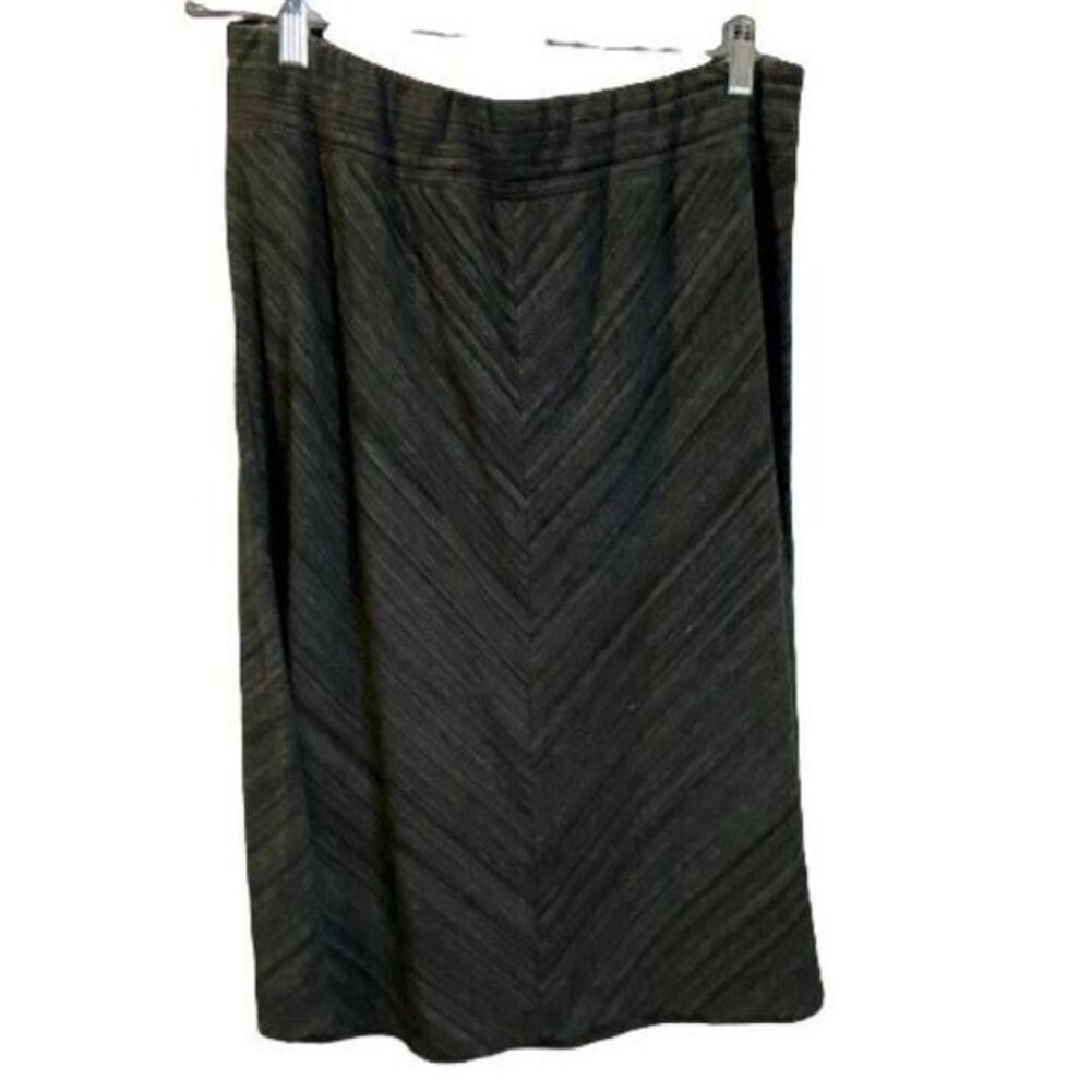 Ava & Viv Grey‎ V Striped Pull Up Stretch Knee Length Skirt Size X  (plus size) - Picture 2 of 5